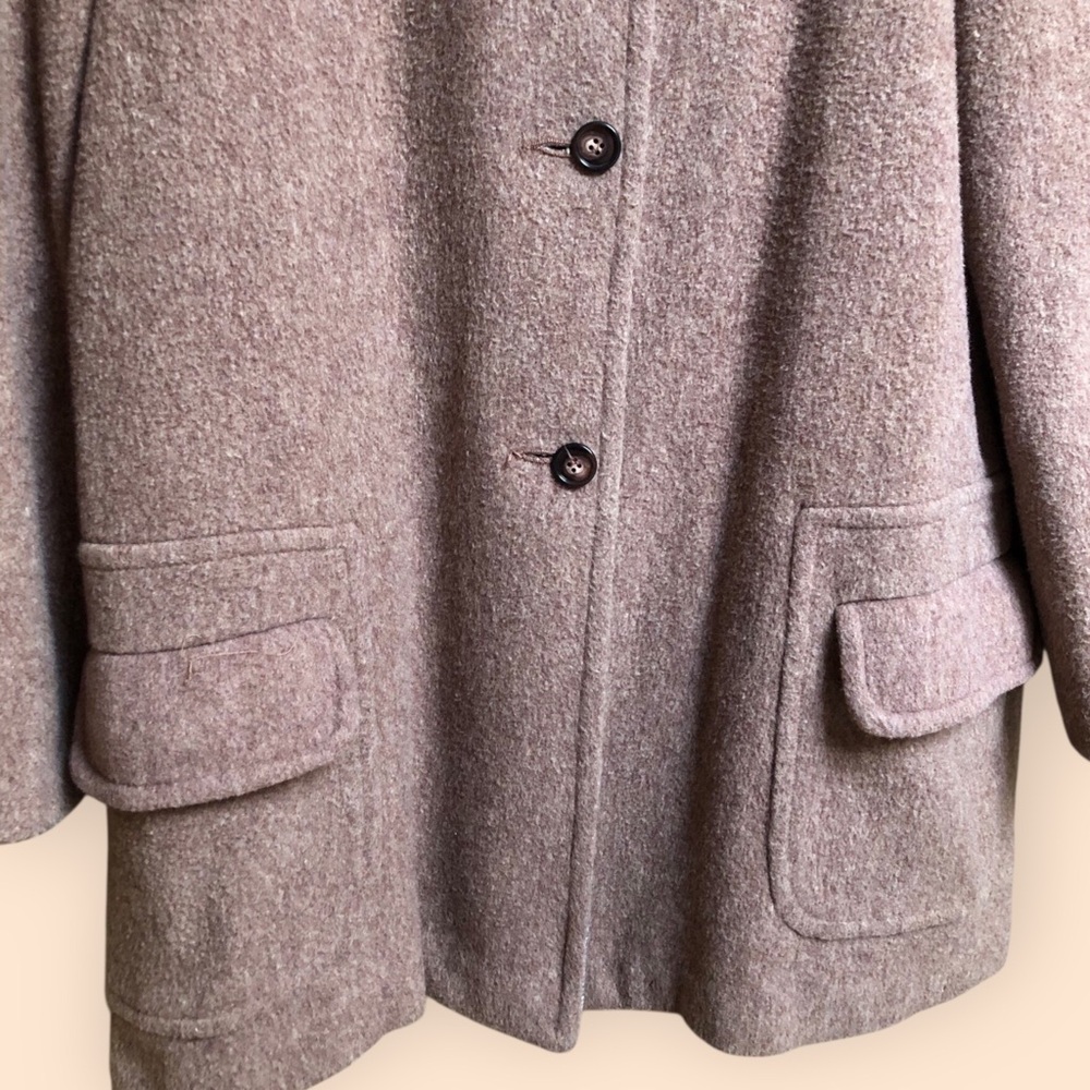 Vintage 60s Wool Pea Coat Mauve Pink Plaid Lining Pockets Retro Women’s M/L - Picture 4 of 14